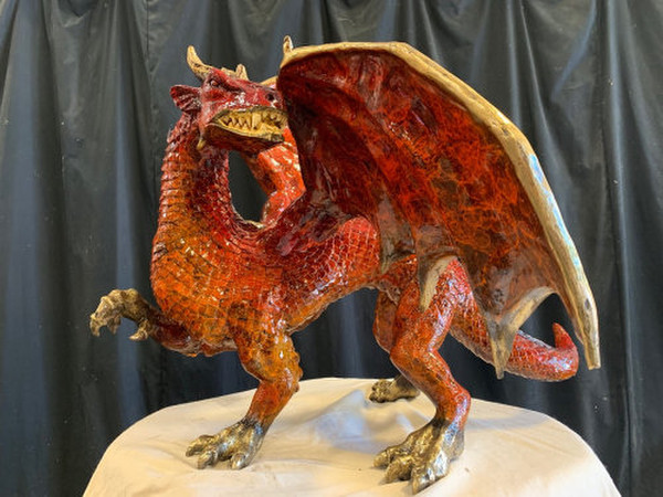 Large Scale Red Dragon Artwork Sculpture Quality Garden Statues